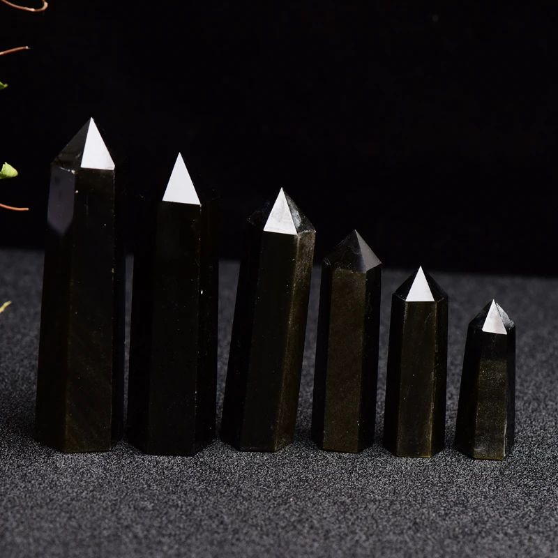 High quality wholesale custom crystal quartz treatment gold obsidian crystal Tower meditation