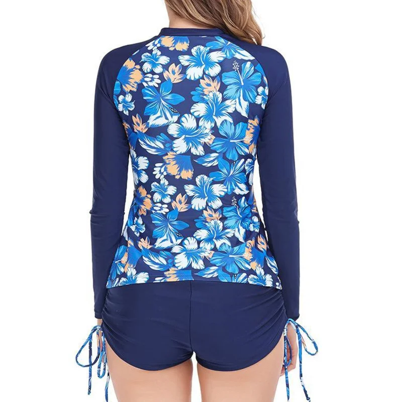 Large Swimsuits With Long Sleeves For Surfing Tankini Plus Size Swimwear Sports Beach Two-Piece Bathing Suits Pool Swimming Suit