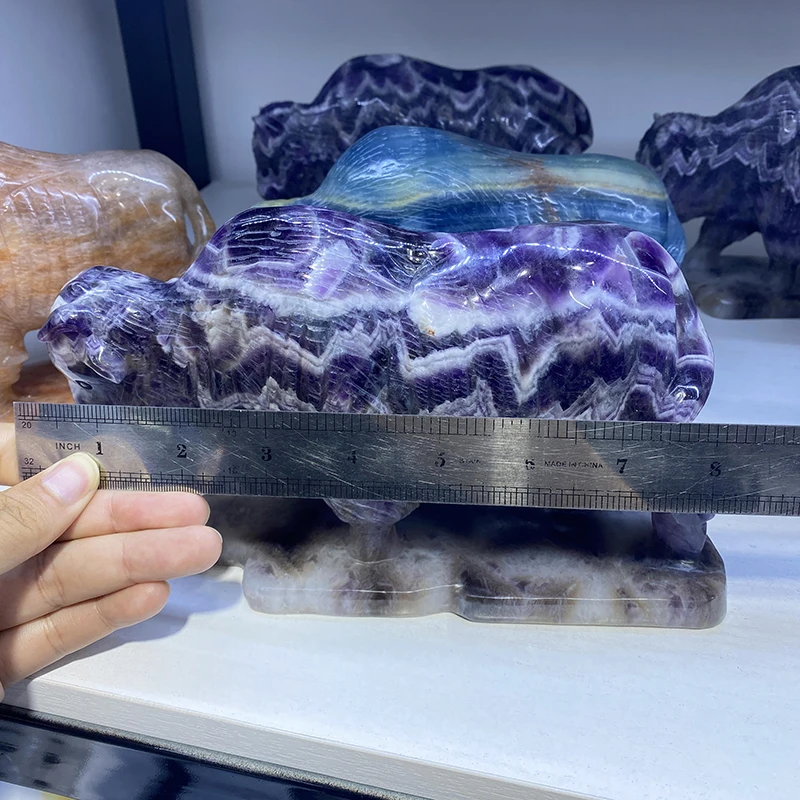 High Quality crystal buffalo hand carved Natural sodalite stone yak Carving Craft for decoration