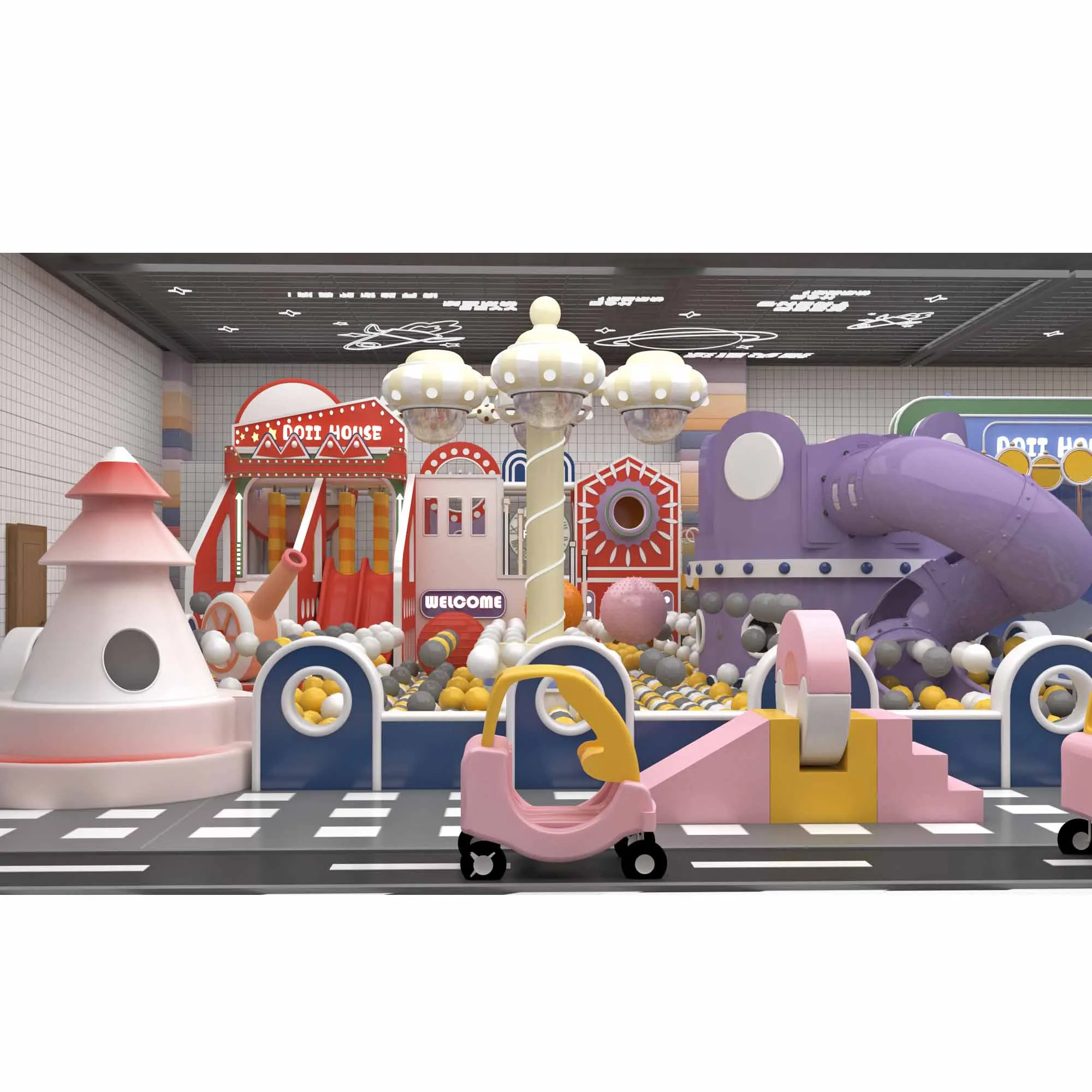 Vasia Pink Candy Child Game House Slides Soft Ball Indoor Playground Girls Entertainment Zone For  Endless Smiles and Laughter