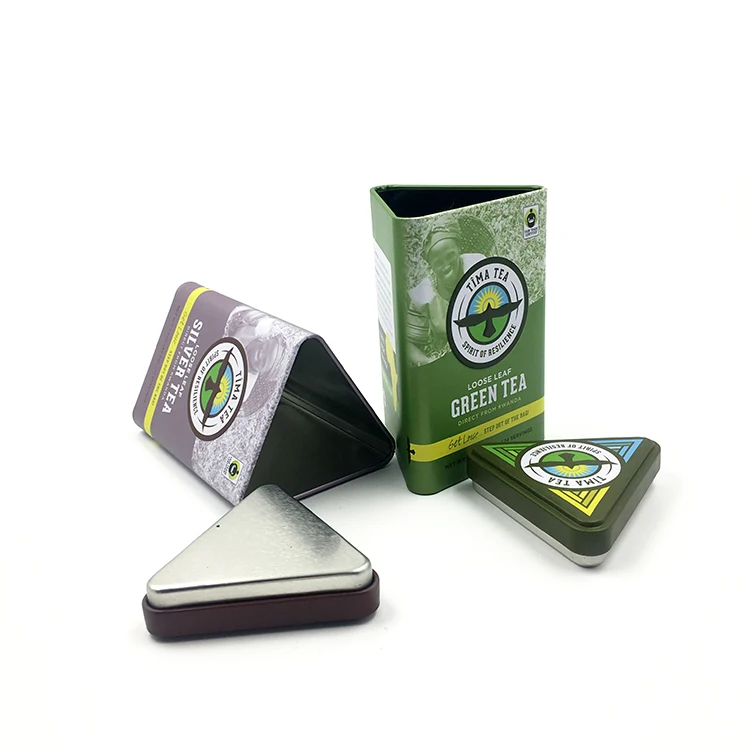 Hot Sale Customized Triangular Shape Tin Box Metal Can With Rolled-In Edge On The Lid And The Bottom