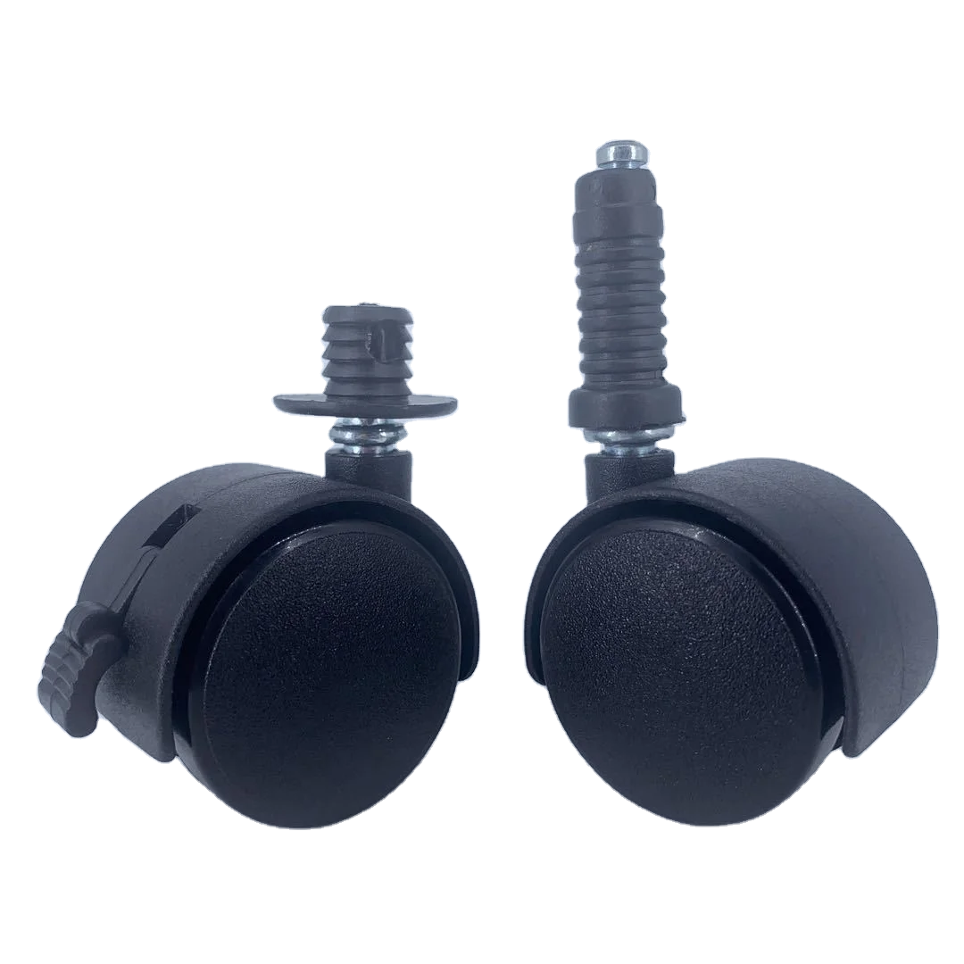 Готовые к отправке в наличии 1,5 дюймовые мебельные колесики PP поворотные резьбовые ролики с тормозом