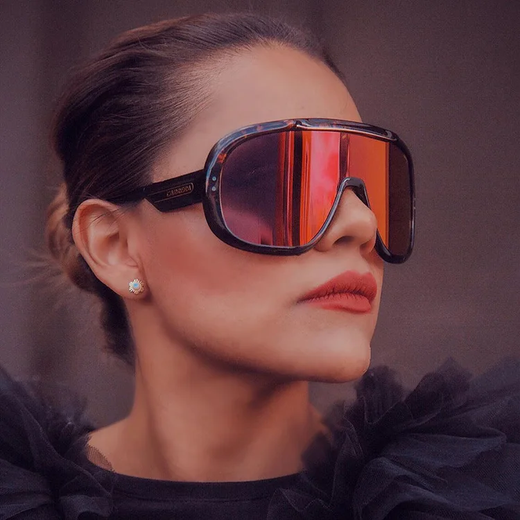 2022 New Arrival Fashion Oversized Black Frame Sunglasses with Multi-color Lens