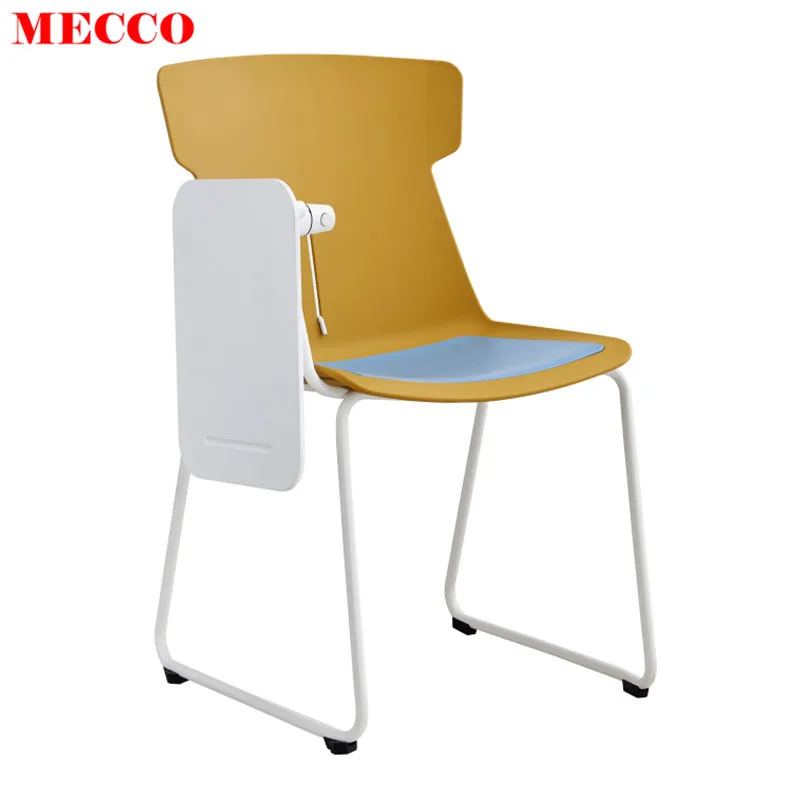 Pp Back School Training Room Fashion Chair Cheap Office Desk Stacking Visitor Chair With Writing Pad Plastic And Chairs Set