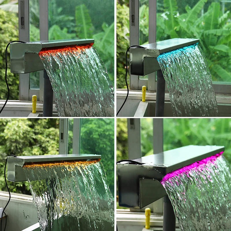 Acrylic Water Blade Curtain Outdoor Swimming Pool Waterfall Water Feature Stainless Steel Fountain Cascade Sheer Descent