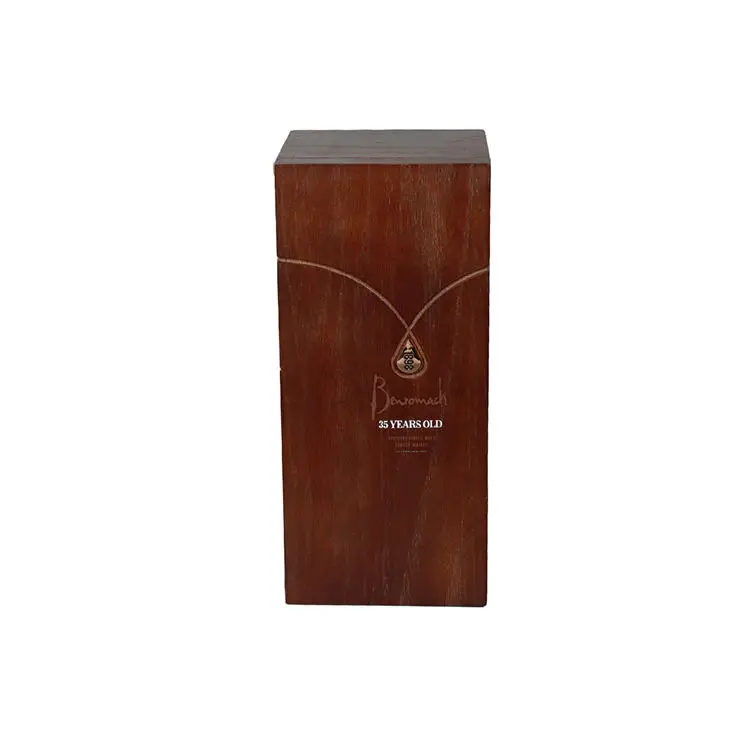 Top Sale Solid Deep Brown Natural Wood Color Packaging Items Packing Material Natural Wood Bottle Case Wine Gift Box Set