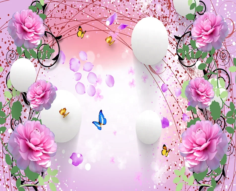 Bindi High Quality Love Style Polyester Beautiful Flower Ball Butterfly 3D Landscape Floral Blackout Curtains