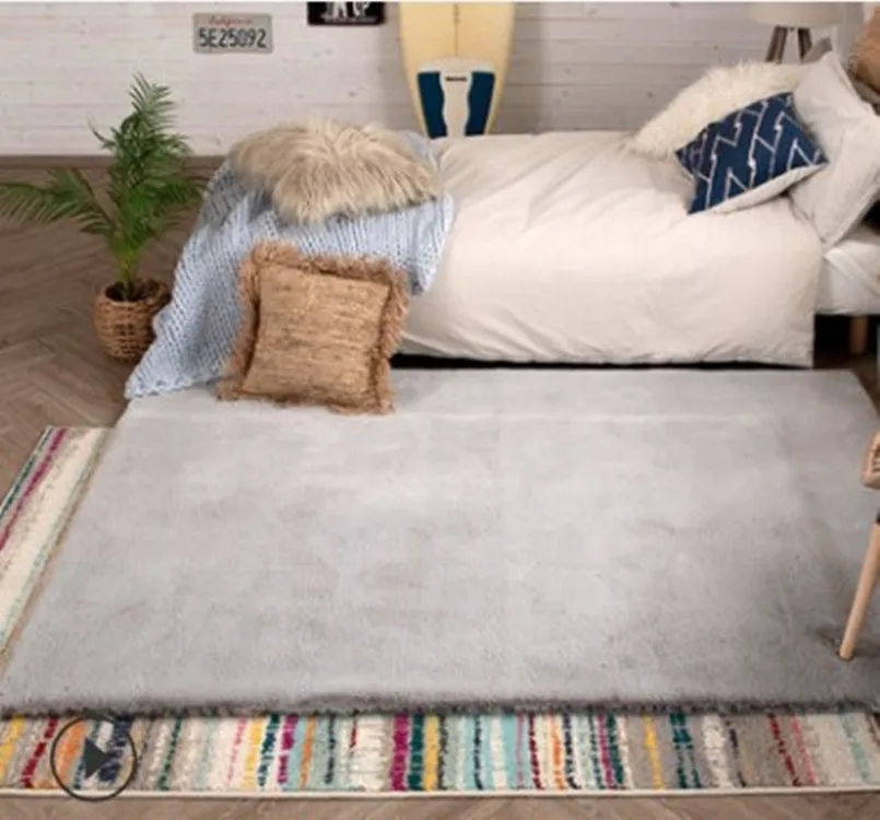 Alfombra High Quality Rabbit Fur Rug Fluffy Door Carpet Mat for Bathroom KILIM Floor Kitchen Anti-slip Adults Hotel tapis