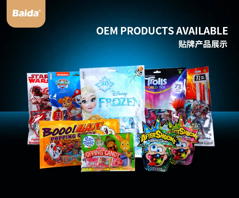 2023  Wholesale  Baida 100g Popping candy Stander bag package 4 fruity flavor mix