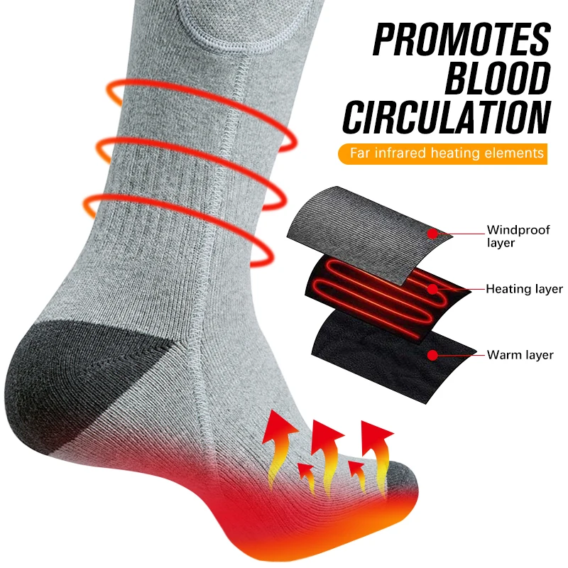 Custom Winter Electric Self Heated Sock Chaussettes Chauffantes Usb Rechargeable Battery Heated Socks