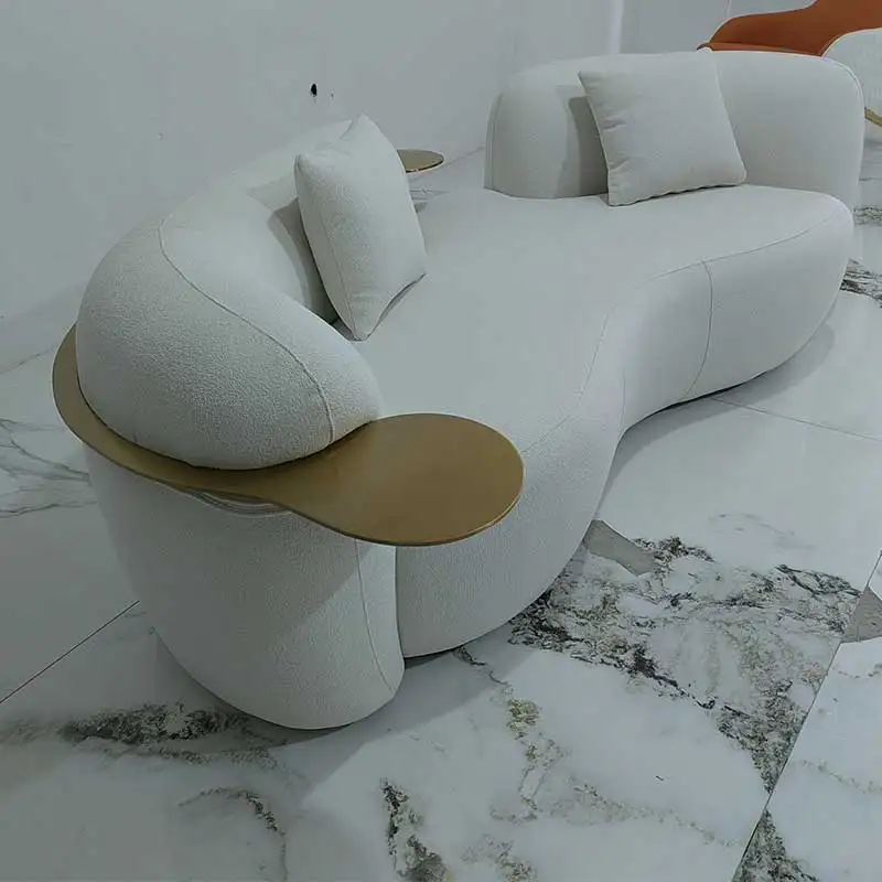 Pea sofa cream style Italian minimalist light luxury curved cashew lamb velvet mesh red designer fabric sofa