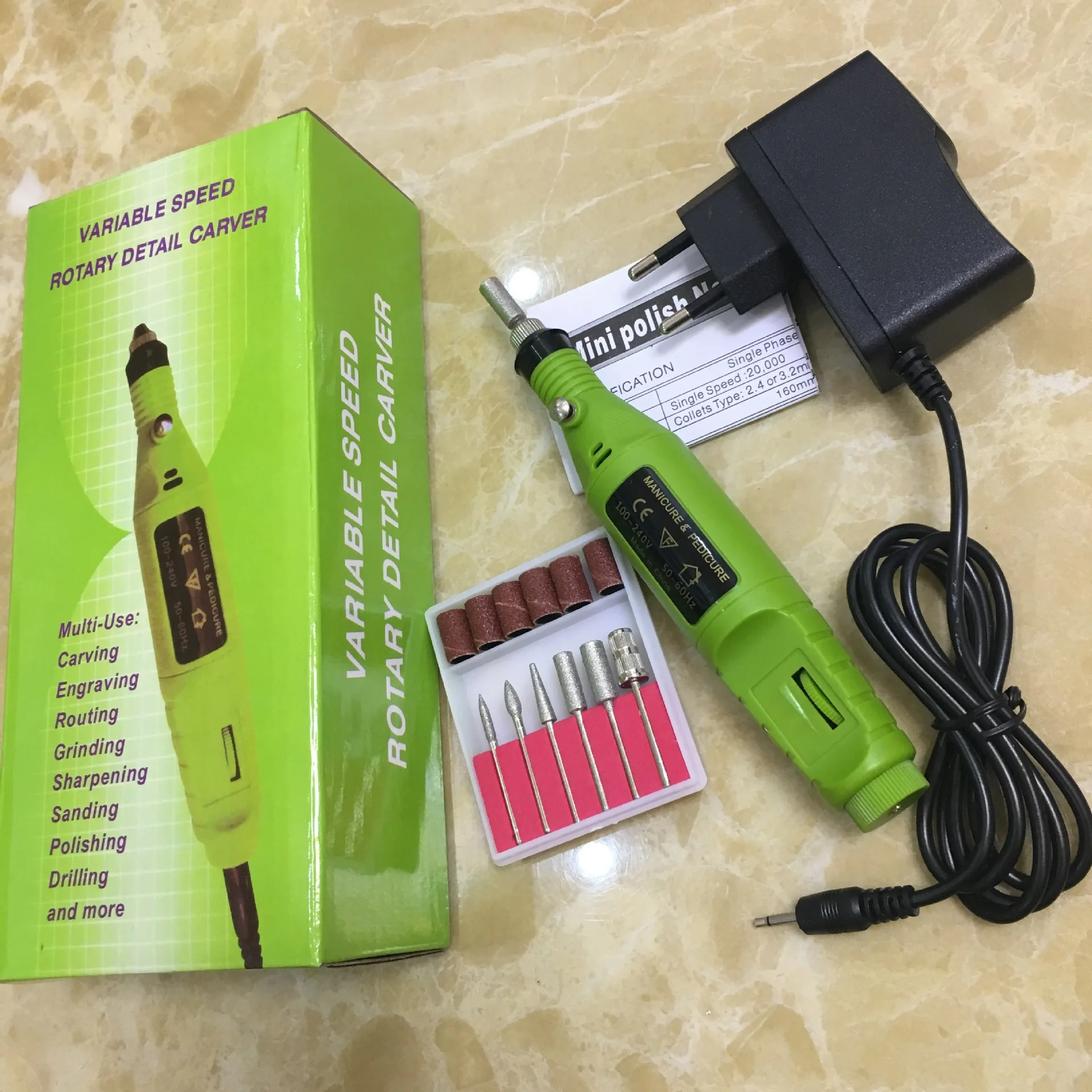 Pen Shape Electric Nail Drill Machine Salon Manicure Nail Art File Polish Tool + 6 Bits