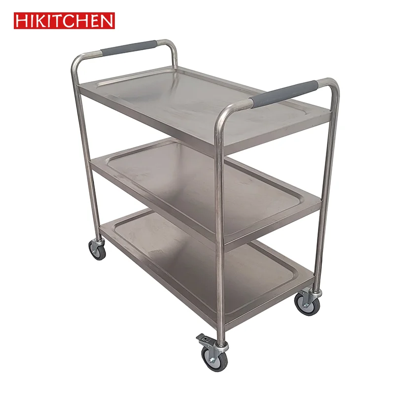Factory Cheap Price Commercial Rolling Kitchen island Stainless Steel Food Trolley Serving Cart