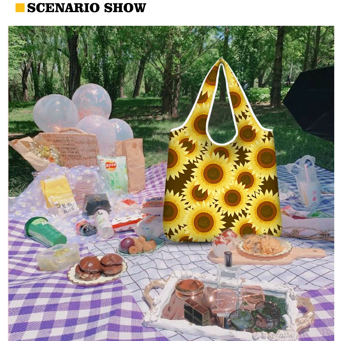 
Wholesale Cute Cactus Pattern Eco Friendly Reasable Grocery Bag Latest Trendy Women Bags Big Space Foldable Shopping Bag 