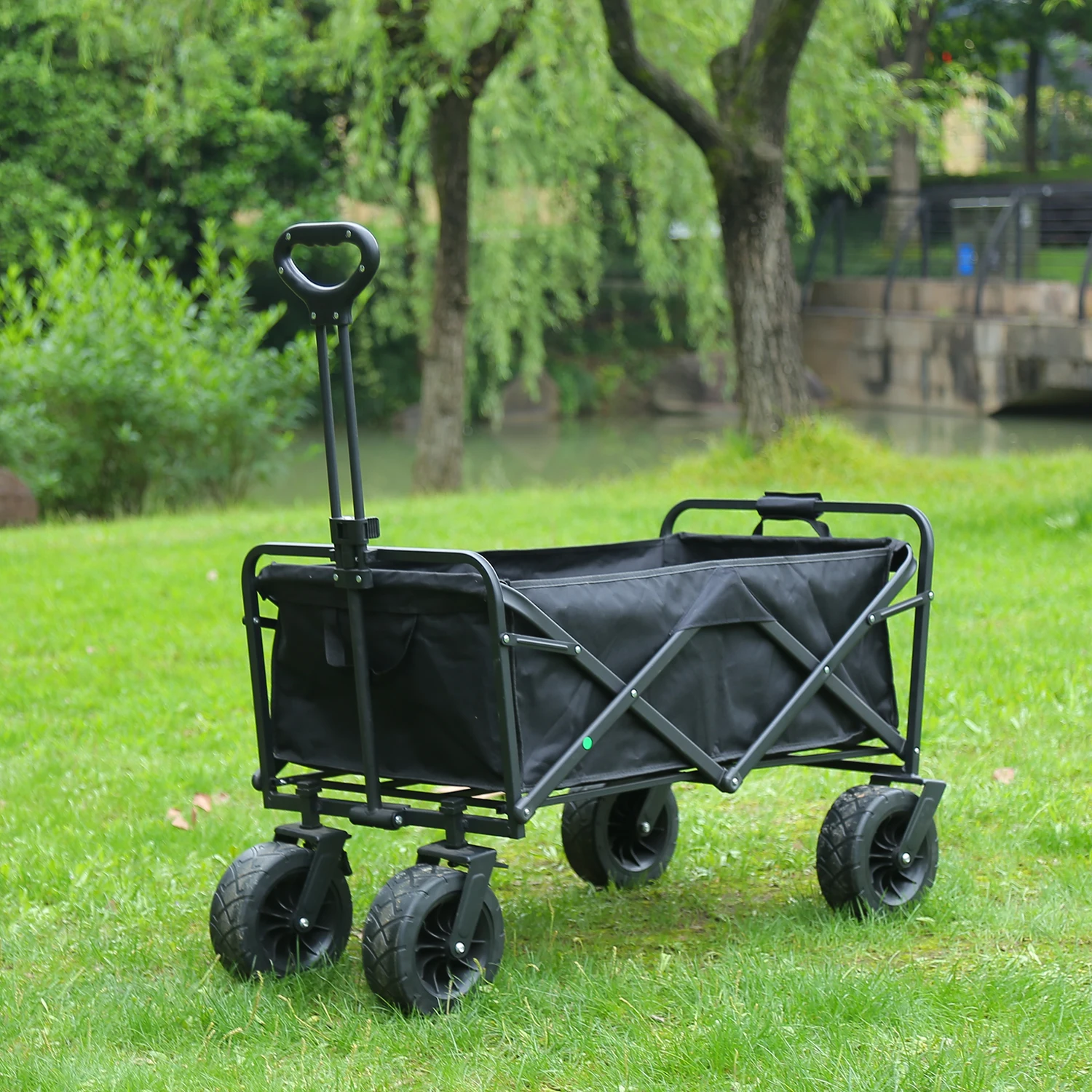 Portable Picnic And Camping Folding Trolley Mesh Structure  Shopping Storage Tools Camping Trolley