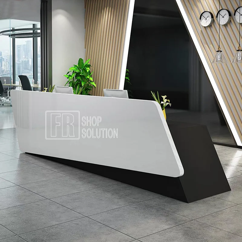 Restaurant Checkout Counters Front Desk White Shop Reception Table Counter for Sale