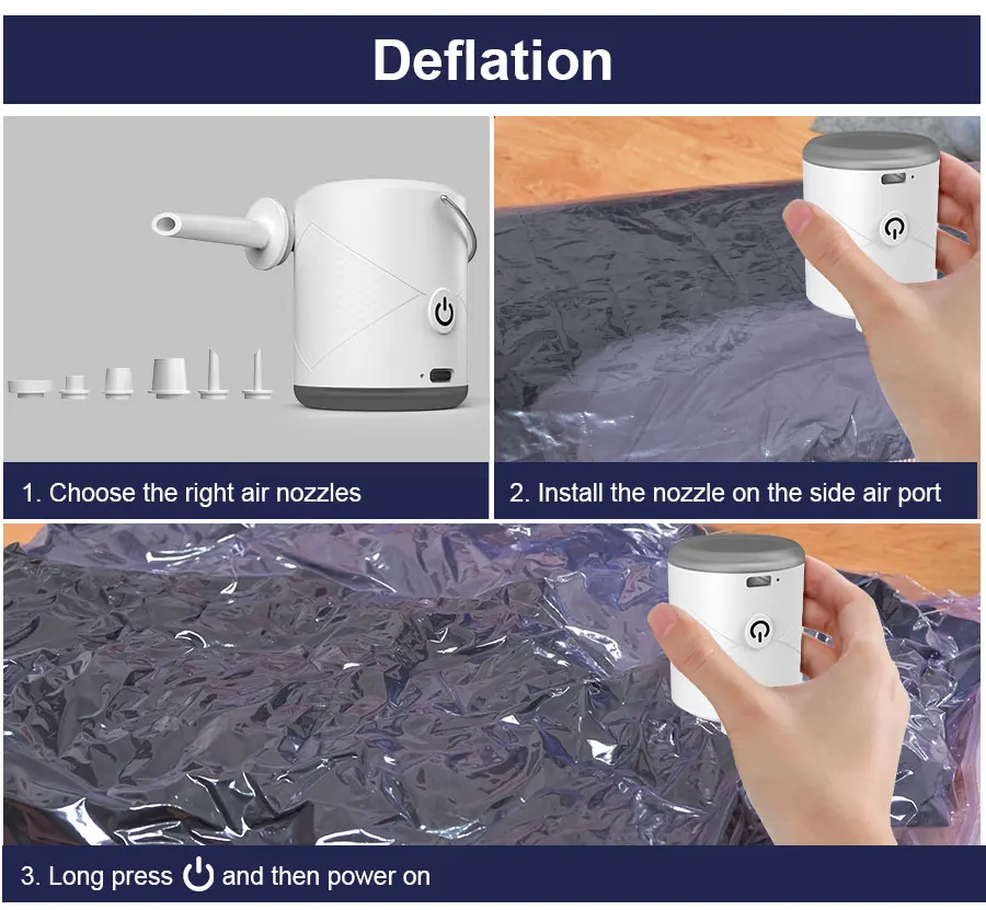 Quick Fill Rechargeable Powered Portable Electric Air Vacuum Pump for Inflatable For inflatable Pool/Swimming ring/Air Mattress