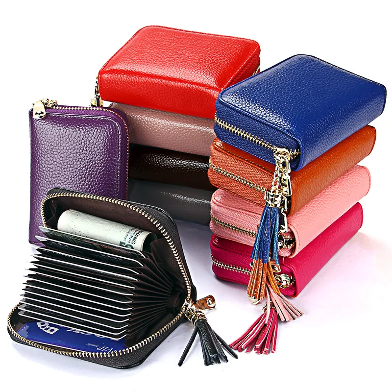 High Quality Customizable Various Styles Short Mini Coin Wallet Large Capacity Anti-theft Genuine Leather Card Holders