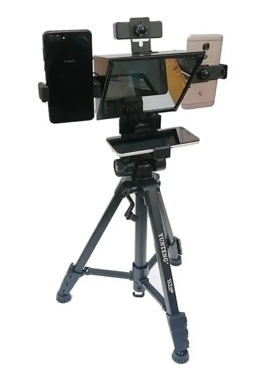 
NEW DESIGN smartphone portable teleprompter for phone and DSLR camera dual shooting with remoter in live stream studio 