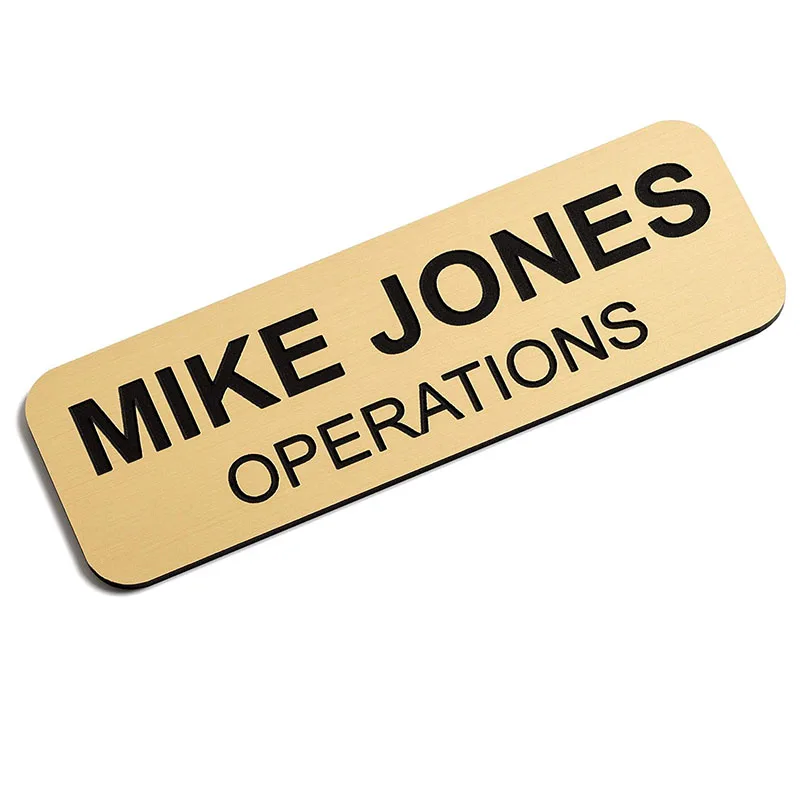 Custom Engraved Name Tag Badges Blank Gold Metal Aluminum Sublimation Magnetic Name Badge With Pin For Office Uniform