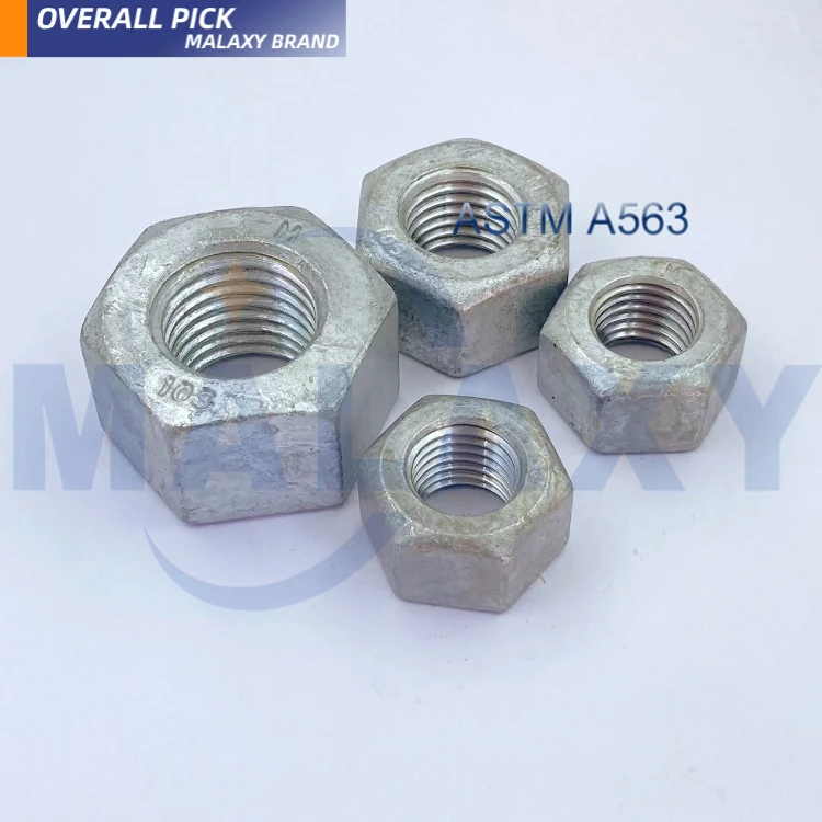 MALAXY  HDG ASTM A563M 10S/ A563 2H DH SUS 304/CARBON steel HEAVY HEX NUTS High Strength Factory Price