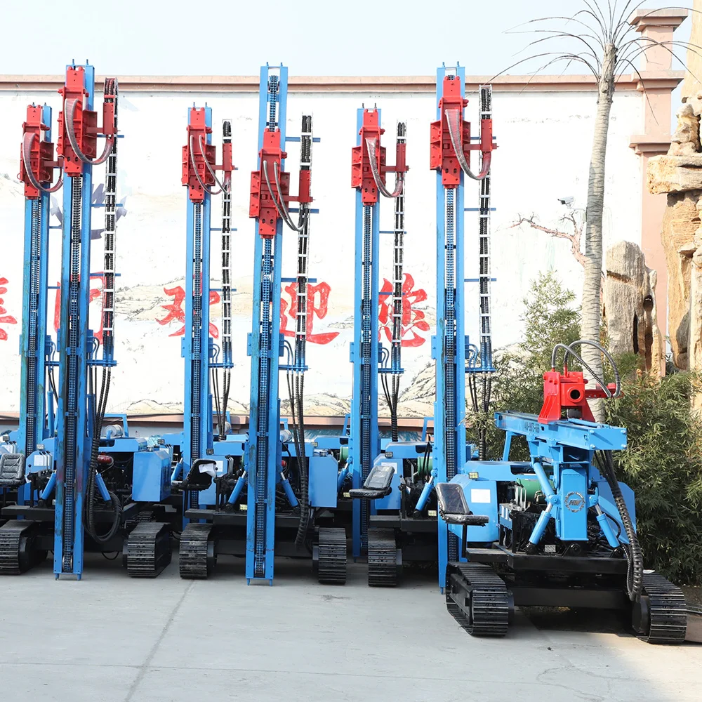Solar power photovoltaic crawler ground drilling pile driver machine