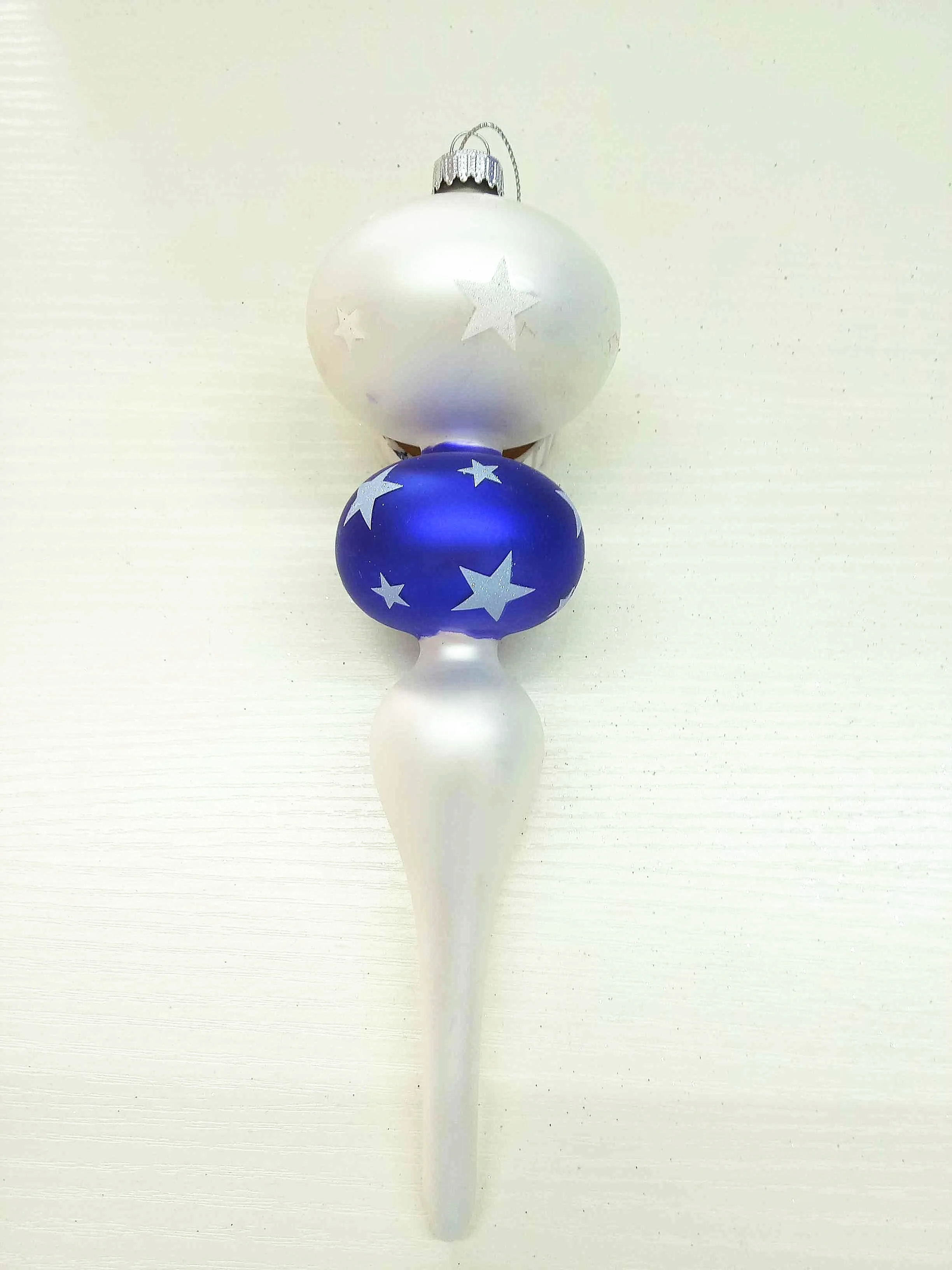 Manufactures Custom Shape Blue Glitter Vintage Retro Icicles Egyptian Hand Blown Christmas Glass Ornament