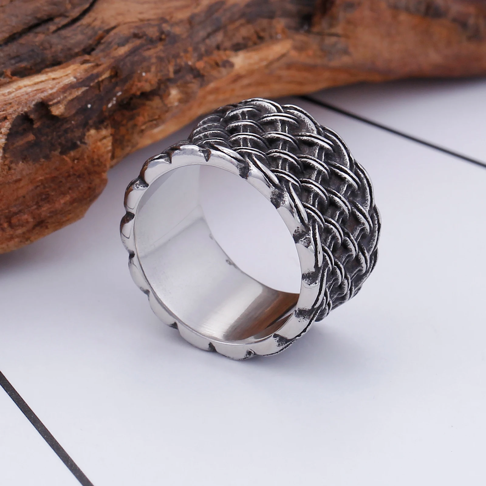 KALEN Fashion Biker Ring Silver Anillos Acero Inoxidable Vintage Stainless Steel Ring For Men