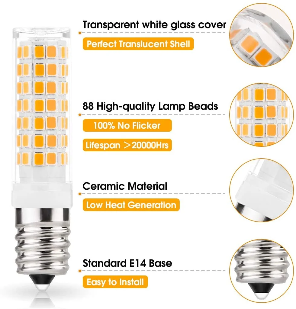 Lohas E14 mini LED Corn Light Bulb 4W(50W Halogen Equivalent) Warm White 3000K Non-Dimmable Cooker Hood home Bulbs