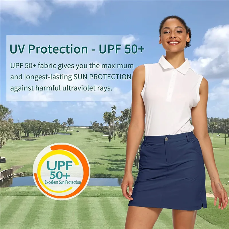 Женская уличная юбка для гольфа Skort UPF 50 + быстросохнущая Спортивная с карманами на молнии активного отдыха походов тенниса тренировок