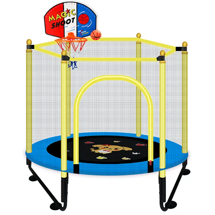 round bungee jumping kids trampoline indoor children mini rebounder trampoline with safety net