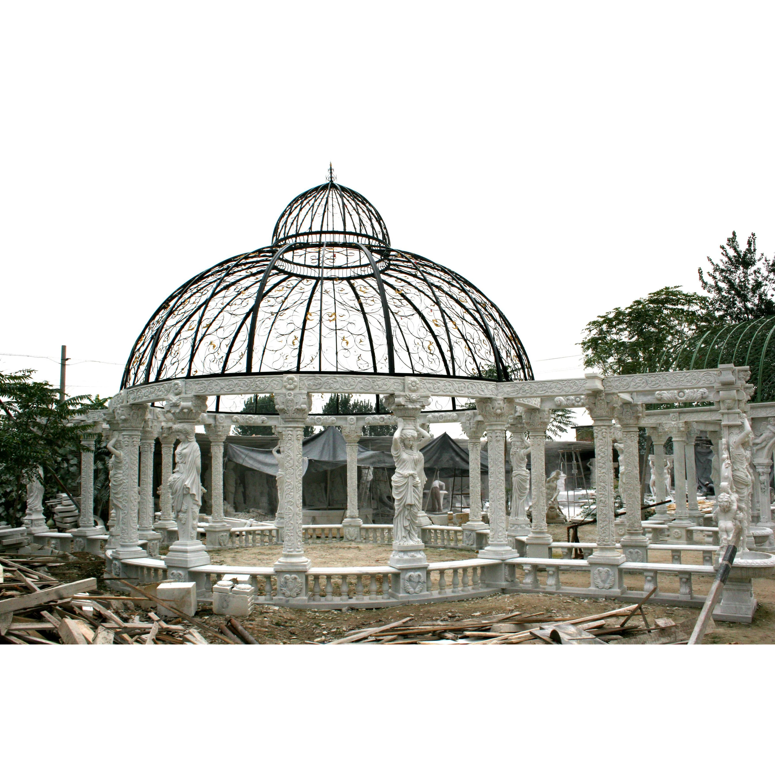 Garden Decoration Classical Exquisite Style Stone Sculpture Marble Gazebo