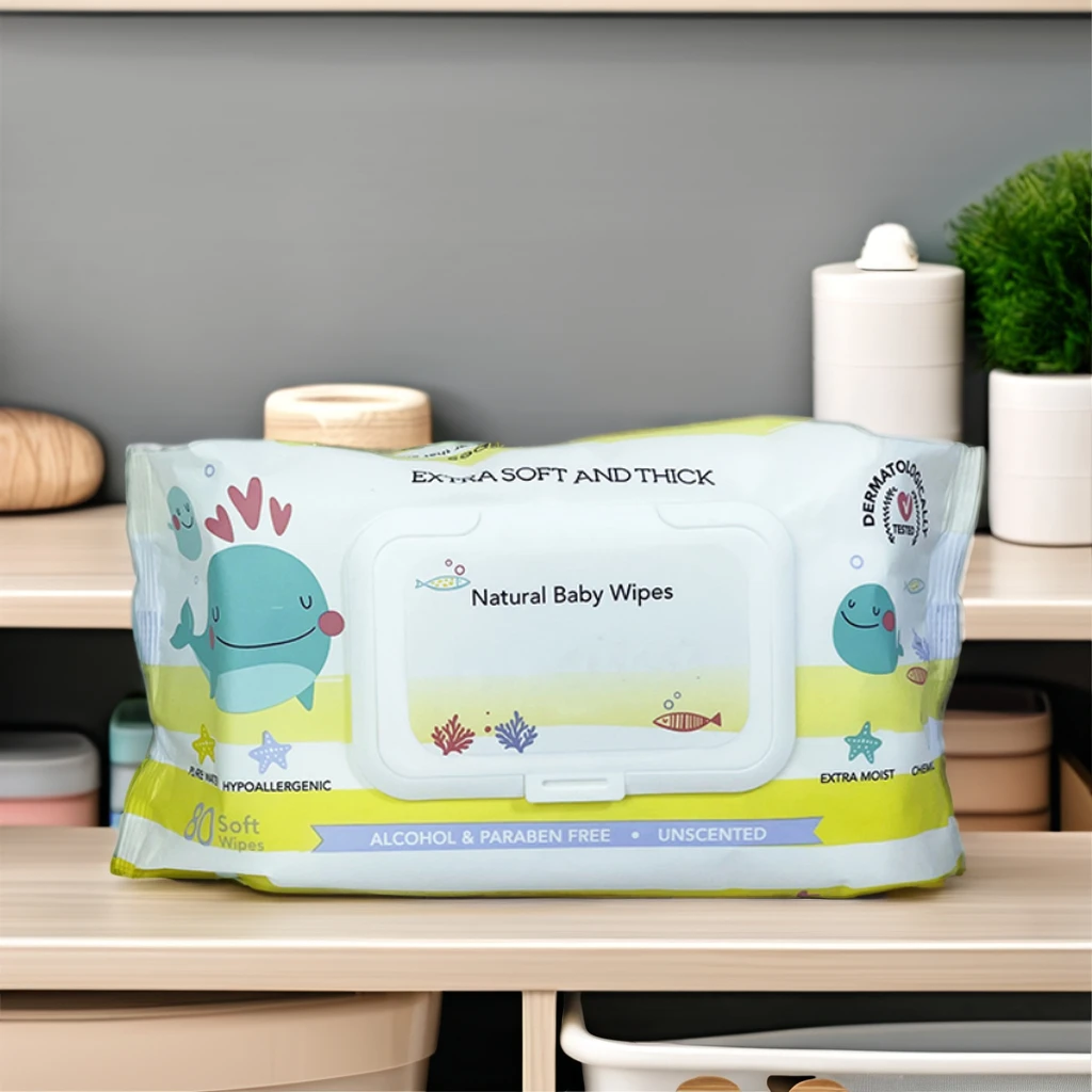 OEM ODM Eco-Friendly Baby Skin-Friendly Tissue Wet Paper Agent Custom Unscented Non-Woven Toilet Wipe 80pcs Packing