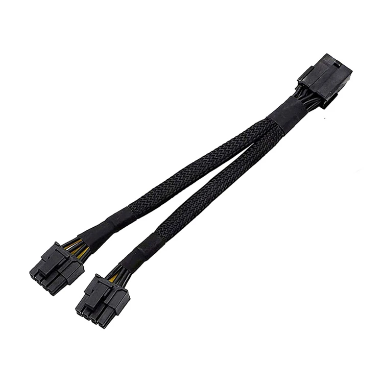 High quality GPU PCIe 8 Pin to Dual 2X 8 Pin (6+2) PCI Express Power Adapter Braided Y-Splitter Extension Cable sleeved