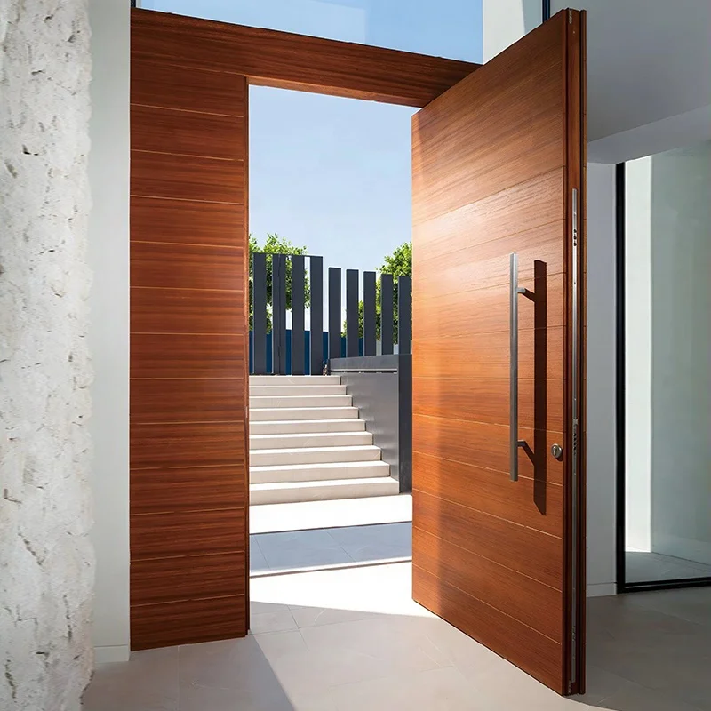 American Pivot Door Moden Entrance Anti Theft Stainless Steel Solid Wood Pivot Entry Exterior Door