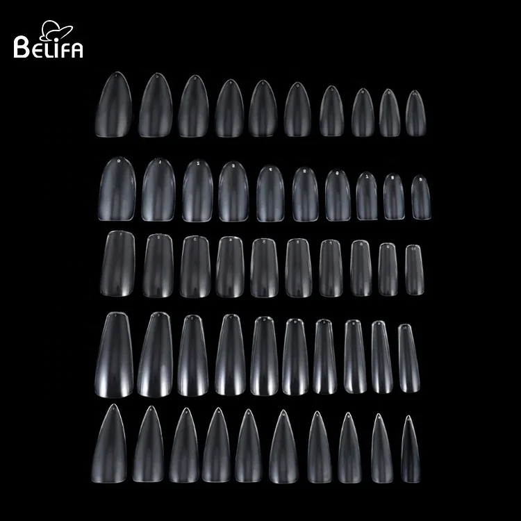 DIY cheap 500 pcs white full cover coffin professional short long acrylic artificial false nail press tip set packaging box
