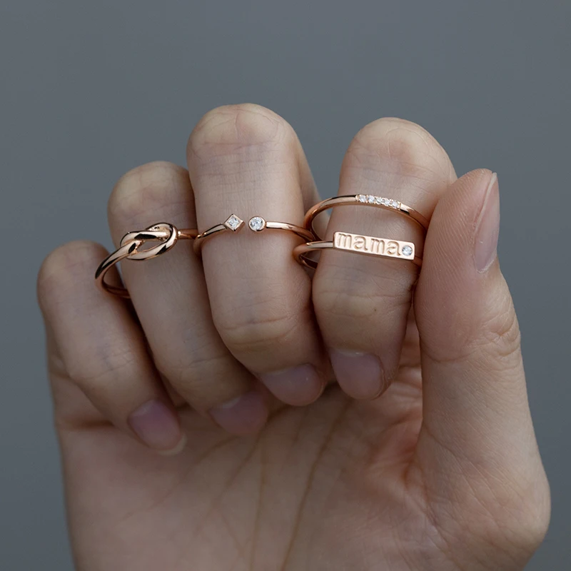 Fine Circle high quality silver rose gold ring S925 high quality jewelry 5A zircon inlaid main ring popular closed ring