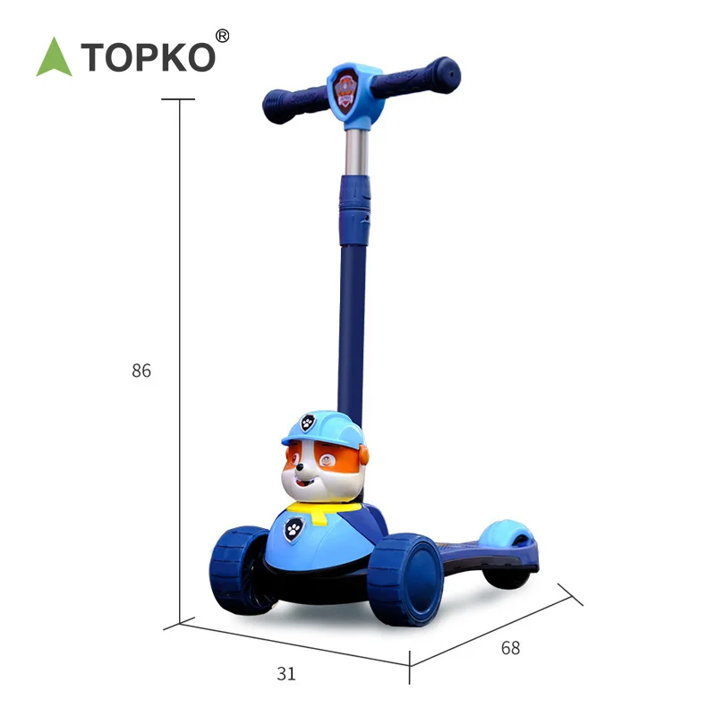 Детский самокат TOPKO с 3 колесами пластиковый для детей регулируемый по высоте детский скутер От 2 до 8 лет Лидер продаж