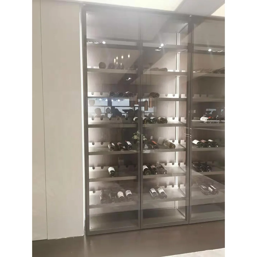 Luxury Modern Bar Furniture Led Light Display Wine Bar Cabinet Aluminum Living Room Glass 25days Customized Size