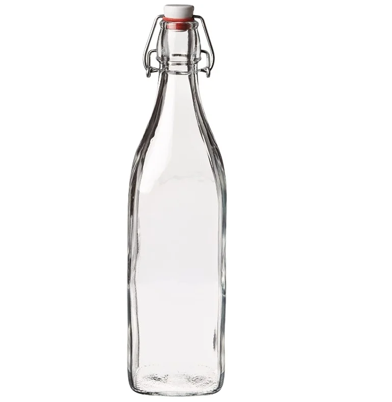 Square 250ml 500ml 1000ml Glass  Bottle Airtight Swing Top Seal Storage for Home Brewing of Alcohol