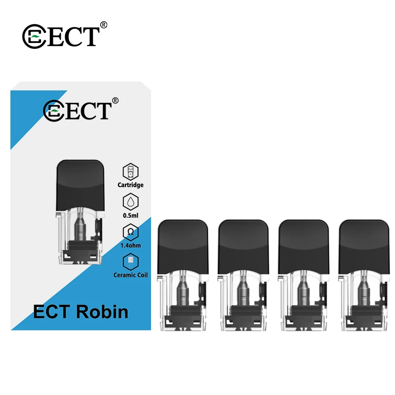 
ECT Robin pod system Cartridge 0.5ml Empty Disposable Cbd Oil Vape Pen 1.4ohm Vaporizer CBD Tank with Best quality 