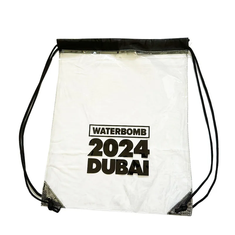 Transparent Cinch Cord Bags Stadium Sports Gym Pvc Swimming Backpack Waterproof Beach Clear Pvc Drawstring Bag
