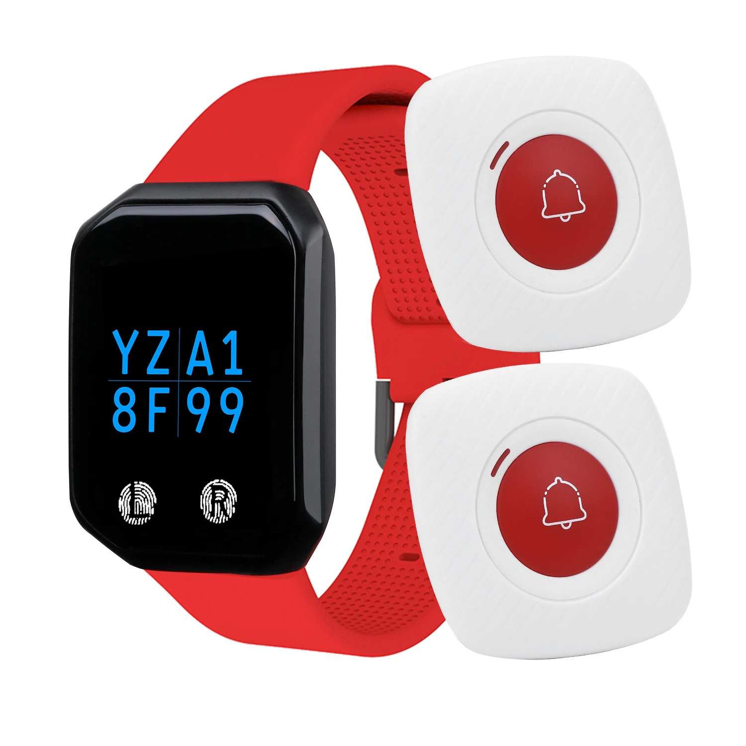 BYHUBYENG one watch pager  2 call  buttons  Receiver Wireless Calling System Waterproof Restaurant  Wrist Watch Pager