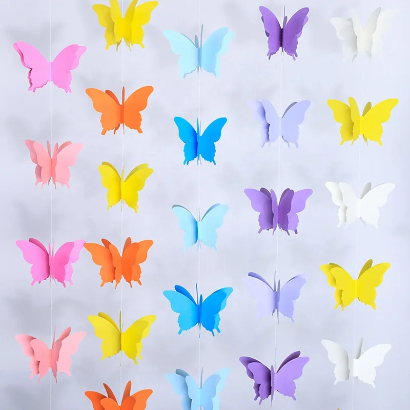 Factory Direct sale Garland Buntings for Wedding Party Birthday Festival Banner Hanging Decorations Paper Butterfly String
