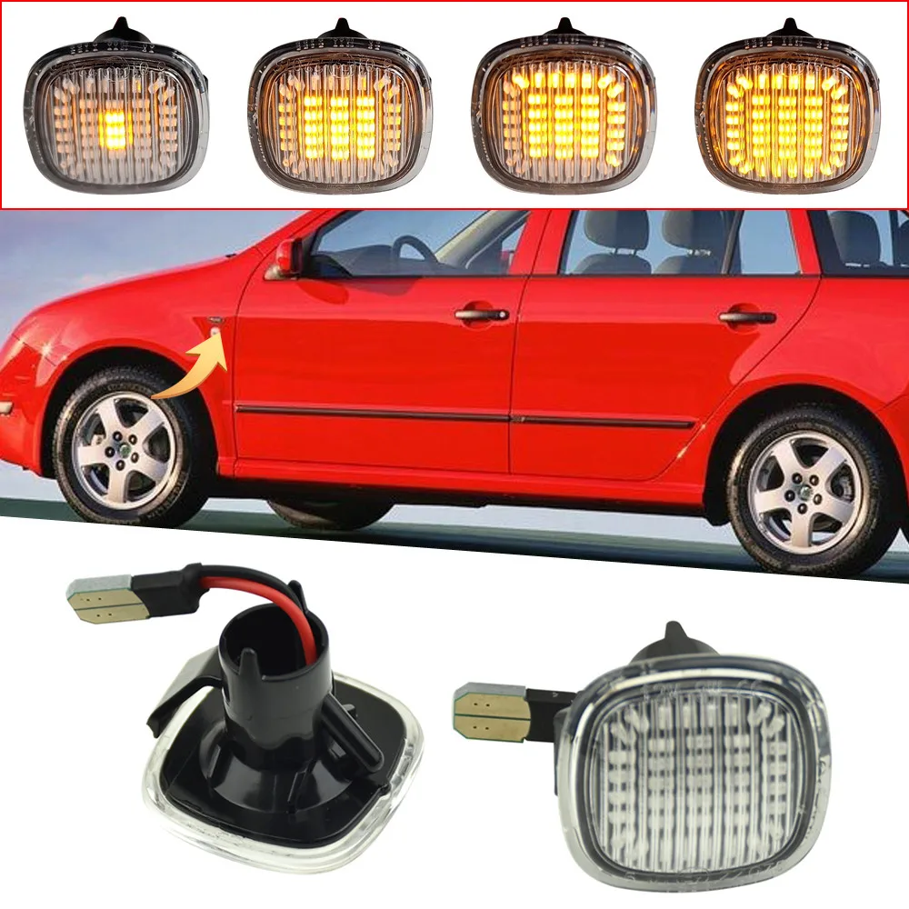 Динамические светодиодные боковые габаритные огни для Skoda Fabia Octavia Mk1 Mk2 Roomster Rapid NH3 Audi A3 A4 B5/A8 (D2) указатели поворота