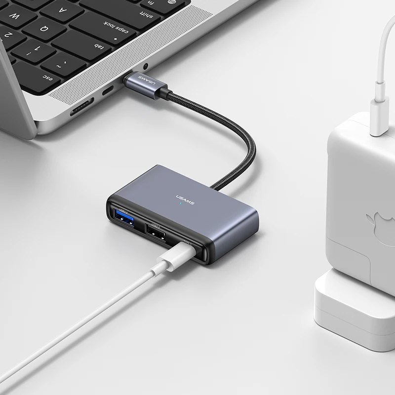 USAMS SJ628 5 in 1 Multifunctional Type-c USB C 3.0 Hub Docking Station Multiport Adapter