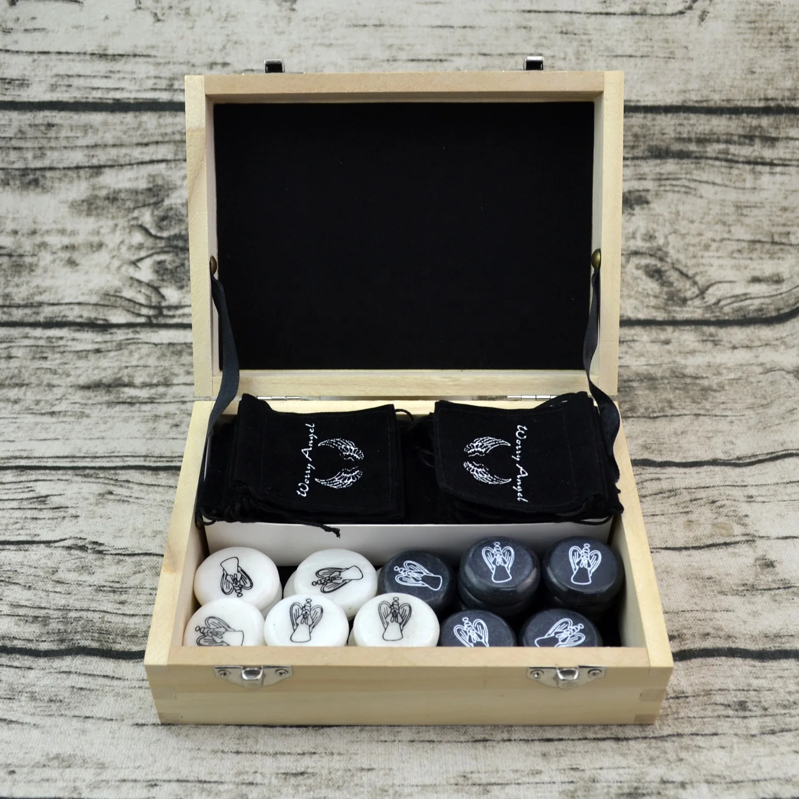 hot selling customizable pocket token gifts 3cm small white marble with printing angel token nature items