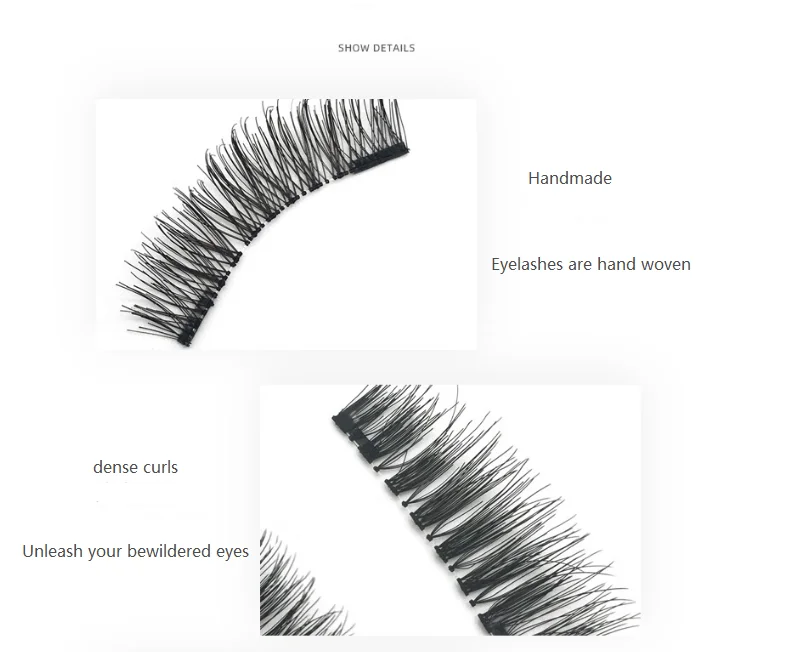 Double magnet false eyelashes glue-free pure handmade 3d magnetic artificial mink eyelashes