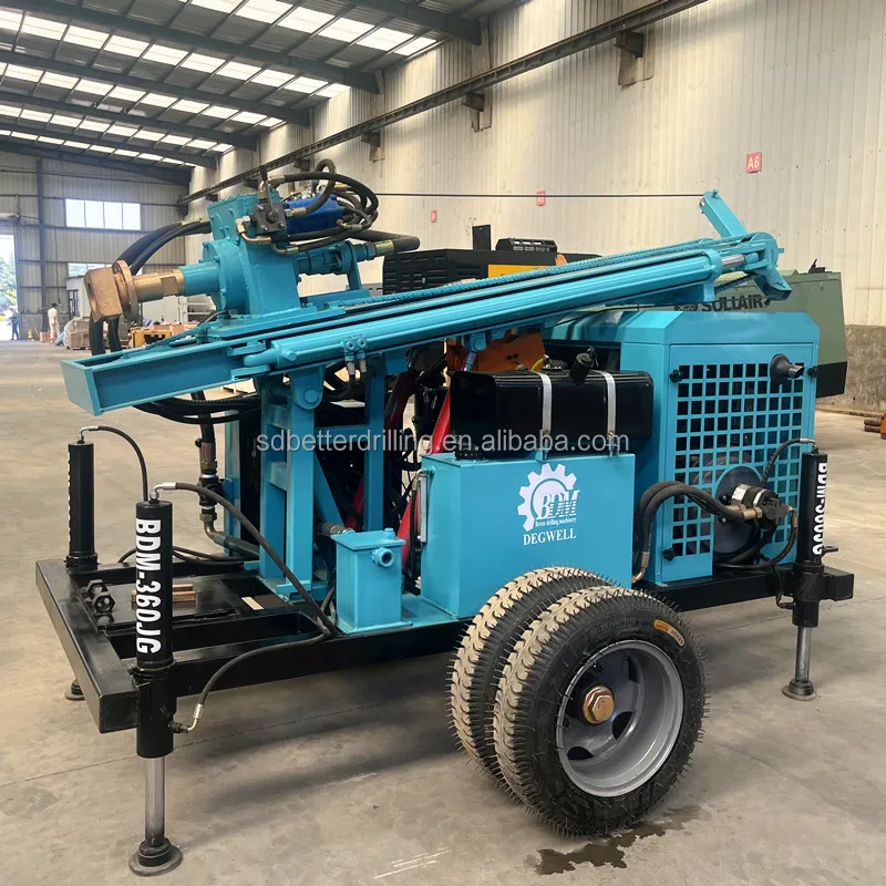 Diesel 200m 300m depth water drilling rig Air down the hole small drilling rig