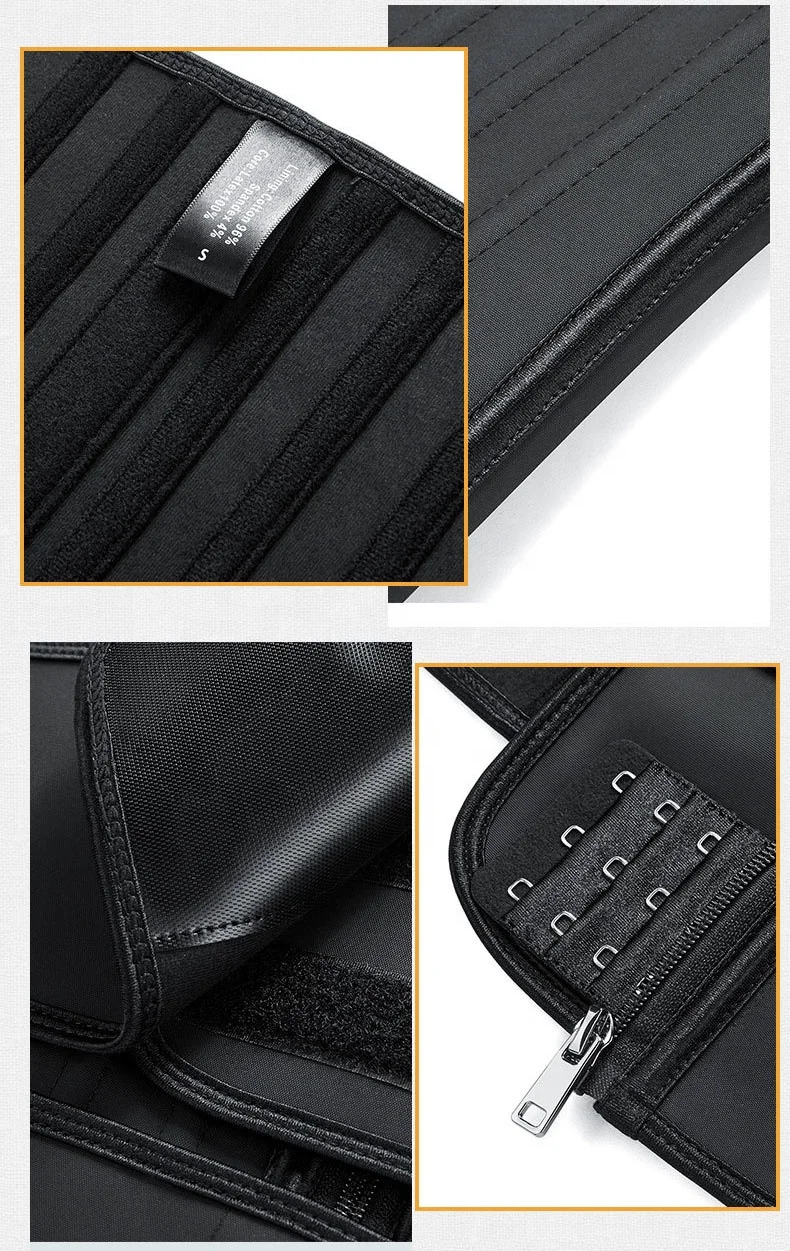 Custom 25 Steel Bones Front Zip Up Detachable Double Belt Adjustable Women Tummy Latex Waist Cinchers Shaper Latex Waist Trainer